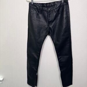 MNML Mens Faux Leather Pants Size 32 Ankle Zip Moto Grunge Streetwear Black
